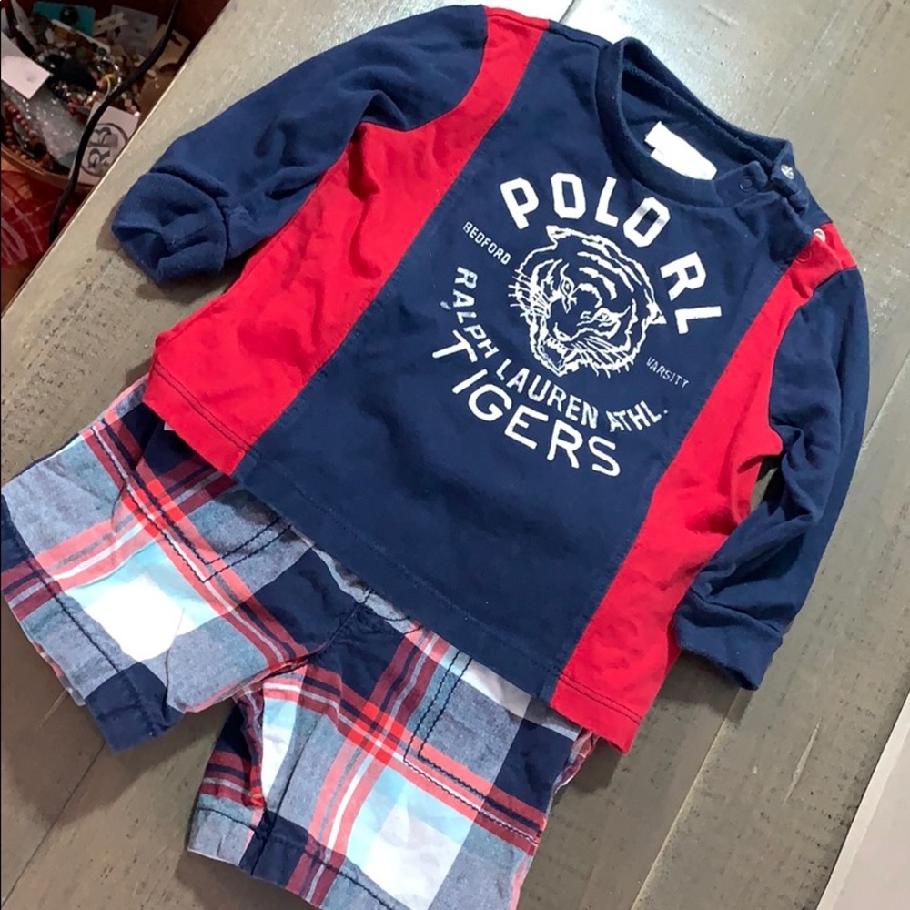 Ralph Lauren Shirt (6mo) and matching shorts 12mo